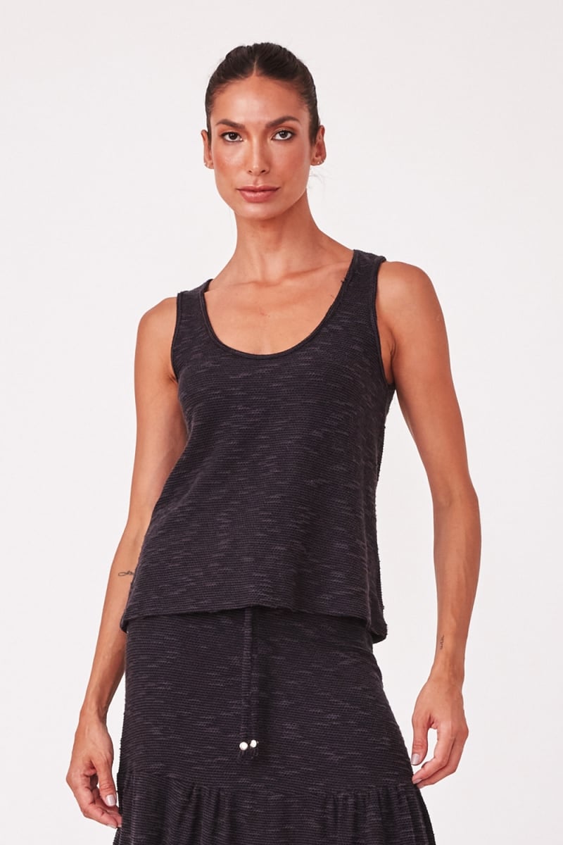 Hidrogênio - BLACK SWEATSHIRT WIDE STRAP TANK - 19294001 Hidrogênio - BLACK SWEATSHIRT WIDE STRAP TANK - 19294001