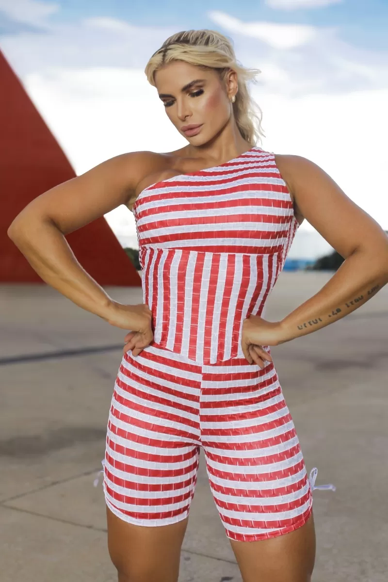 Canoan - Romper 1 Shoulder Tex Stripes - 16881 Canoan - Romper 1 Shoulder Tex Stripes - 16881