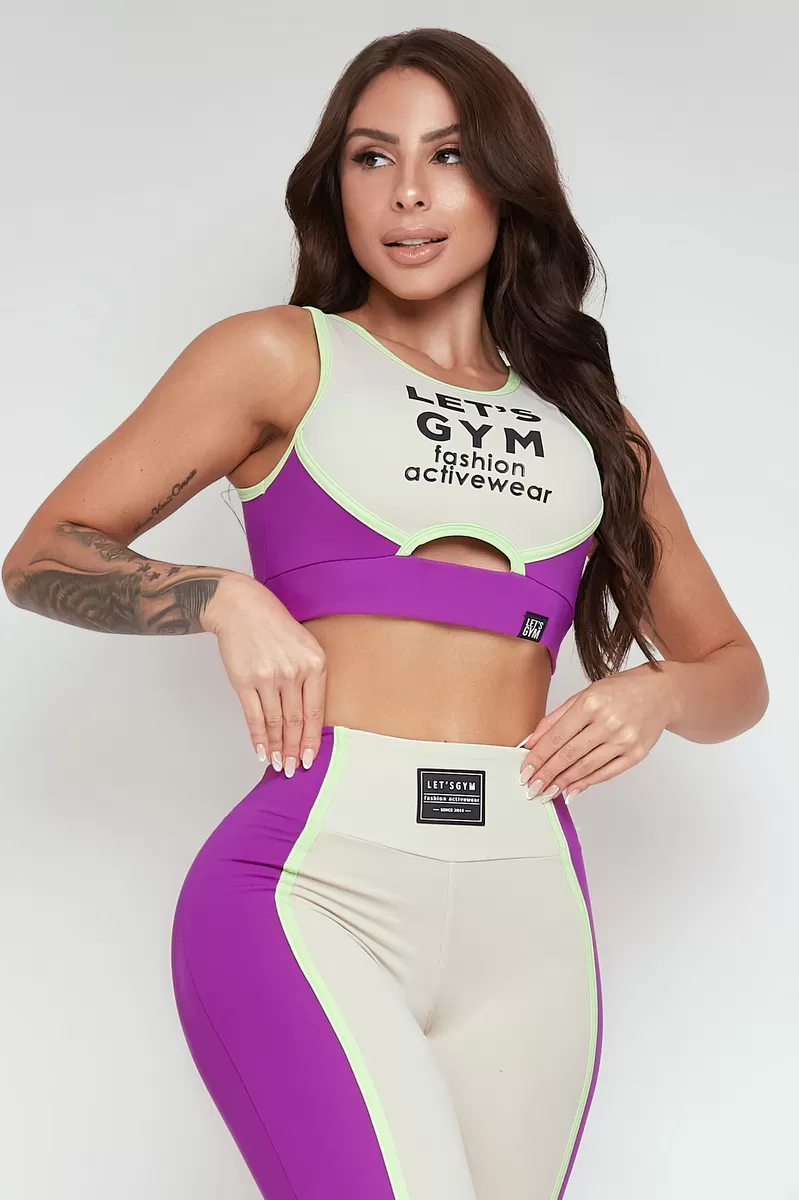 Lets Gym - Top Dust Violet and Off White - 2266VTOFW Lets Gym - Top Dust Violet and Off White - 2266VTOFW