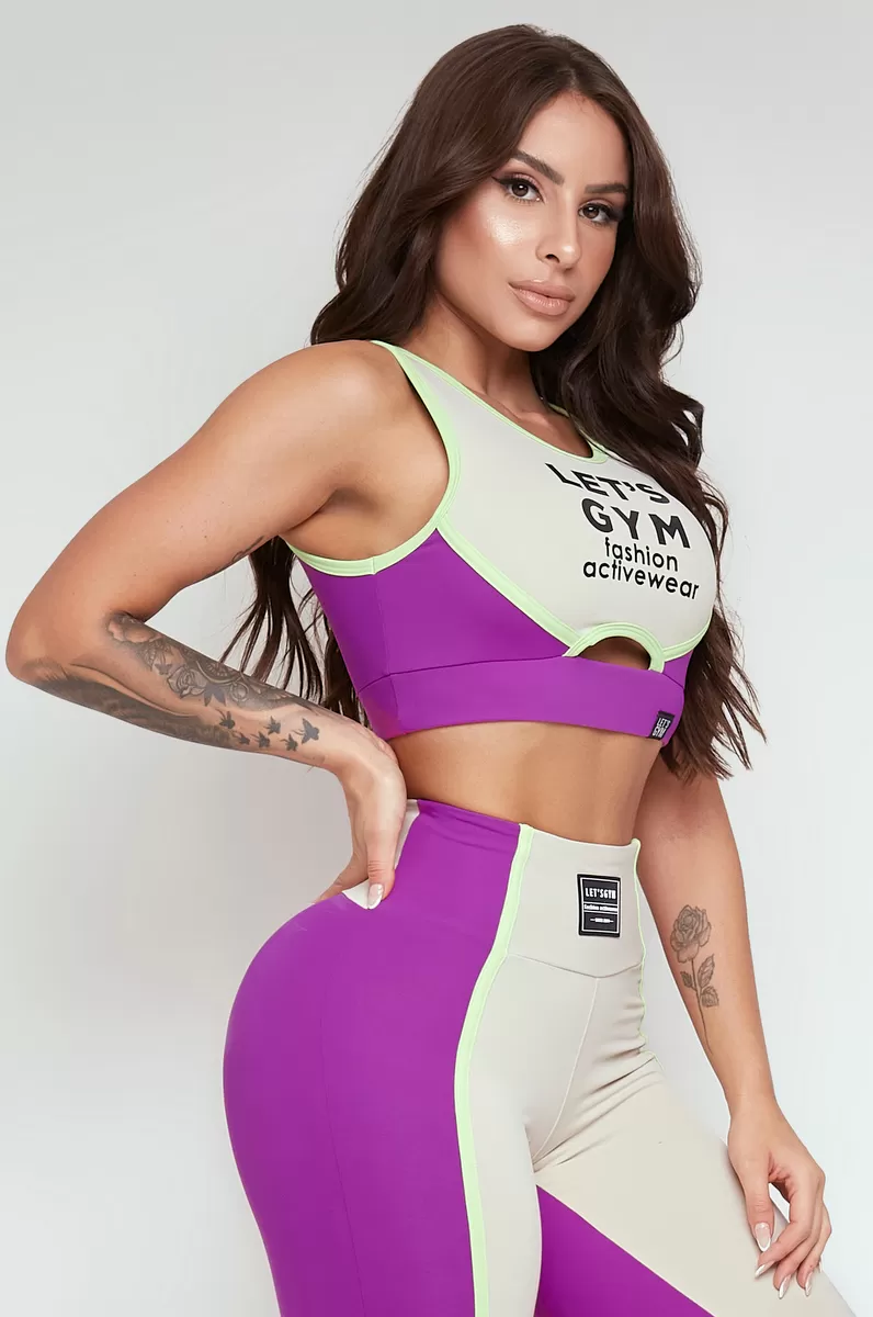 Lets Gym - Top Dust Violet and Off White - 2266VTOFW Lets Gym - Top Dust Violet and Off White - 2266VTOFW
