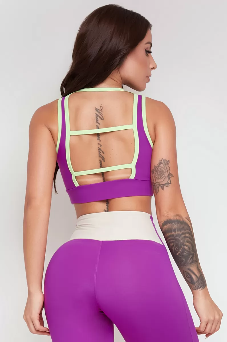 Lets Gym - Top Dust Violet and Off White - 2266VTOFW Lets Gym - Top Dust Violet and Off White - 2266VTOFW