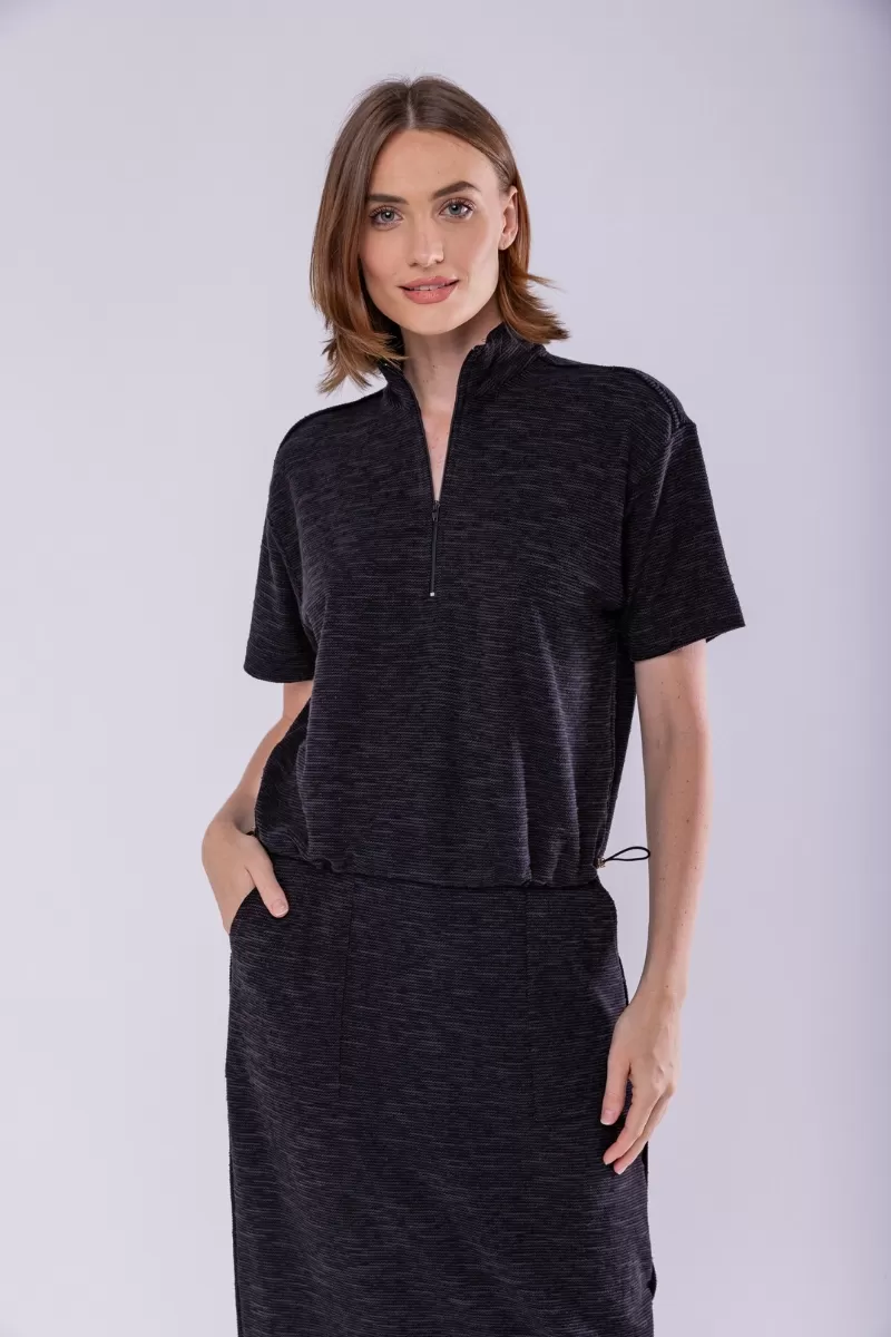 Hidrogênio - HIGH NECK BLOUSE WITH ELASTIC ON THE BAR BLACK - 19921001 Hidrogênio - HIGH NECK BLOUSE WITH ELASTIC ON THE BAR BLACK - 19921001