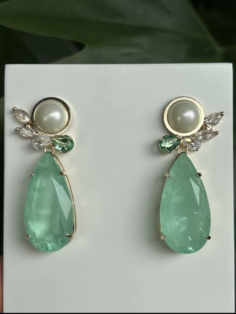 Mikabe - Pearl and Crystal Tourmaline Fusion Party Earring - MK1725