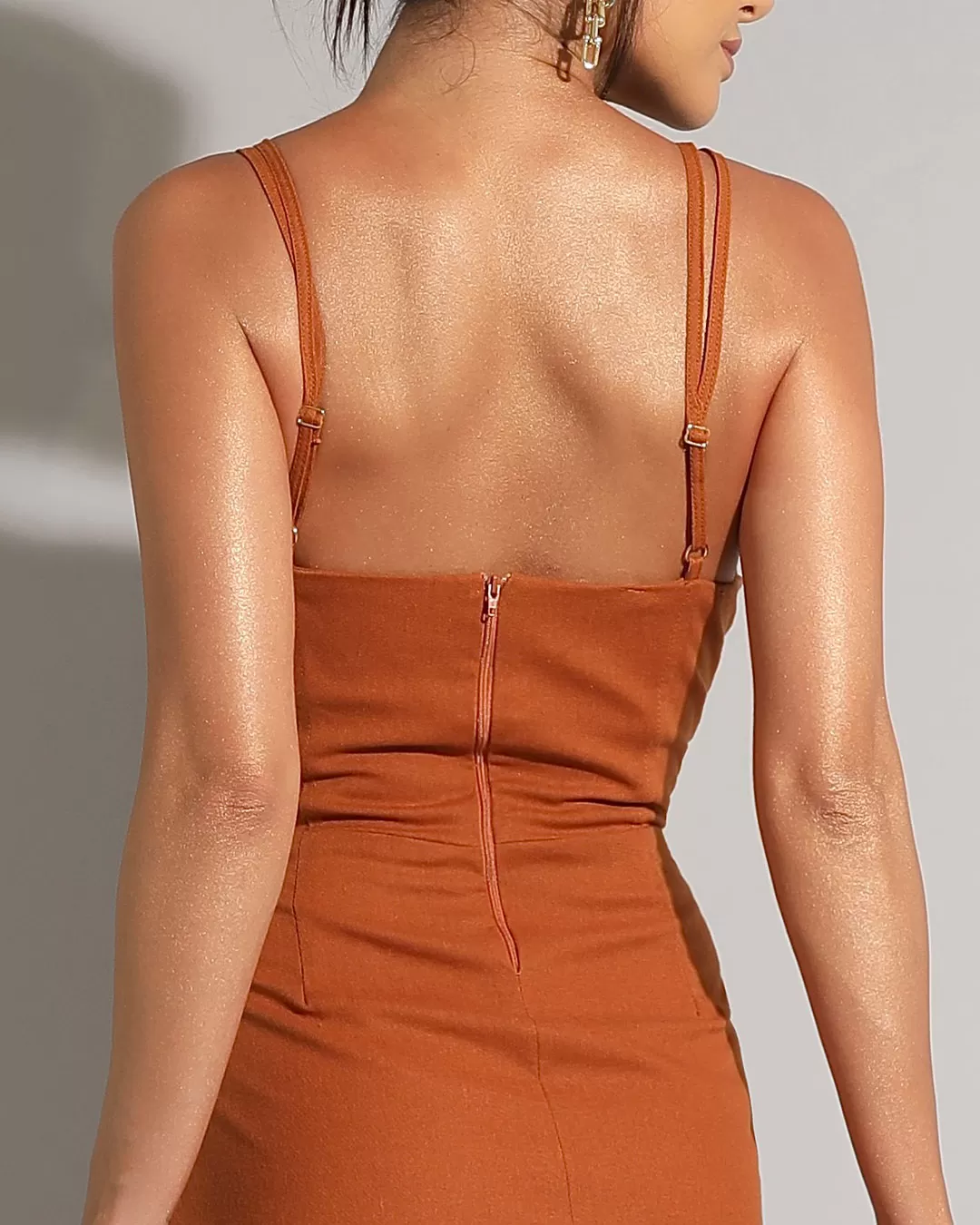 Miss Misses - Miss Misses Short Asymmetrical Dress With Zipper Caramel - 80515134 Miss Misses - Miss Misses Short Asymmetrical Dress With Zipper Caramel - 80515134