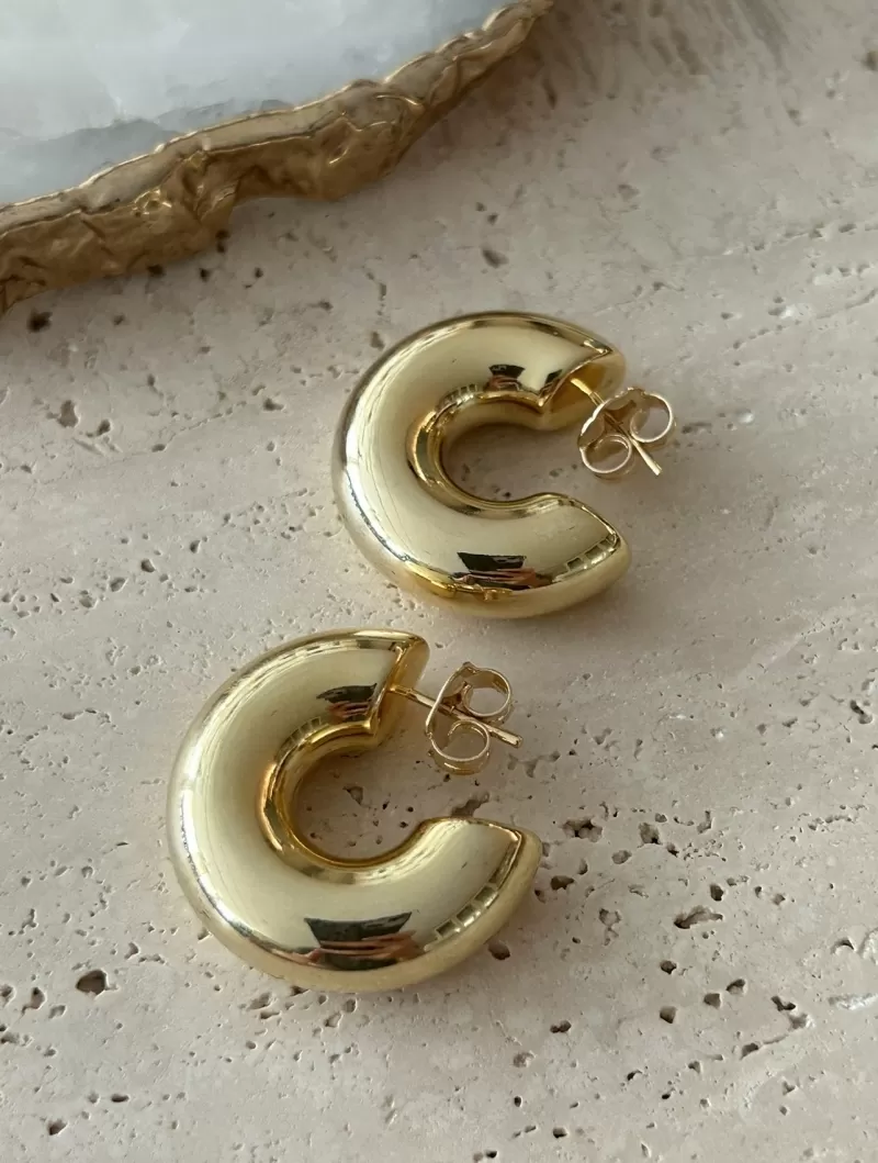 Mikabe - Earring Socks Hoop Puffer Gold M - MK1726