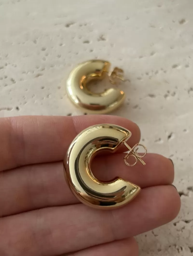 Mikabe - Earring Socks Hoop Puffer Gold M - MK1726