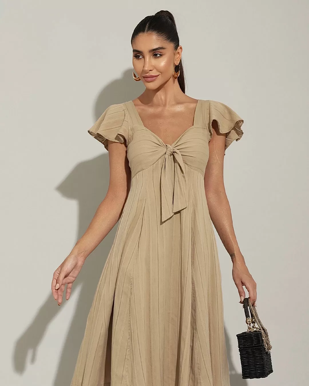 Miss Misses - Dress Miss Misses With Bow With Zipper Beige - 54202BEGE