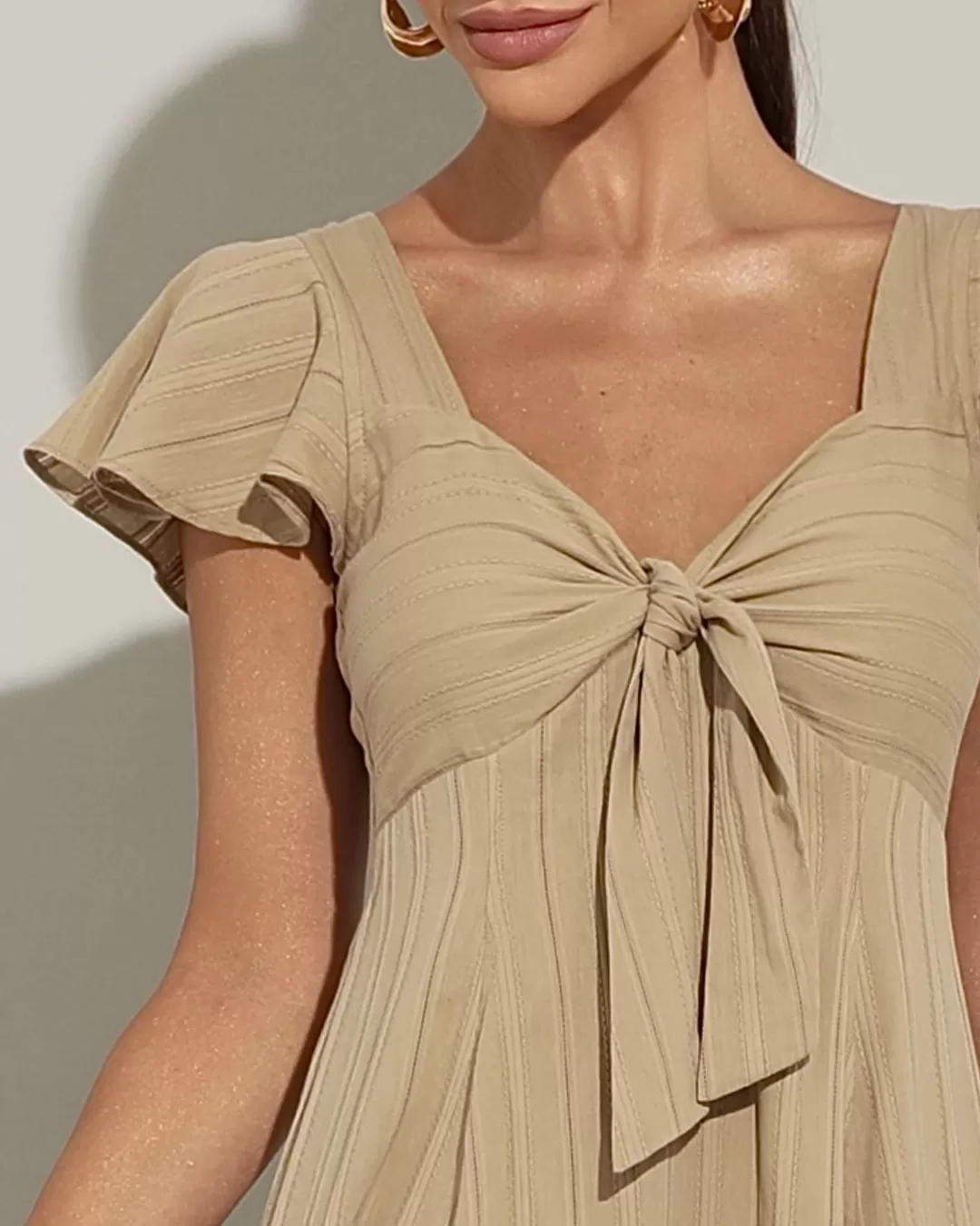 Miss Misses - Dress Miss Misses With Bow With Zipper Beige - 54202BEGE