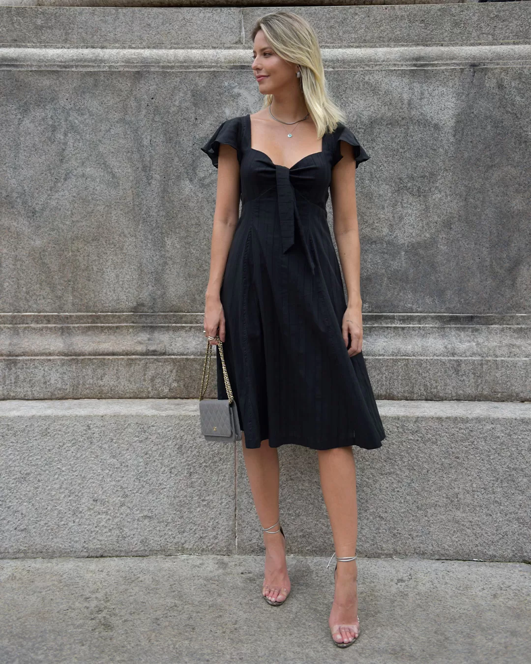 Miss Misses - Dress Miss Misses With Bow With Zipper Black - 54202PRETO Miss Misses - Dress Miss Misses With Bow With Zipper Black - 54202PRETO
