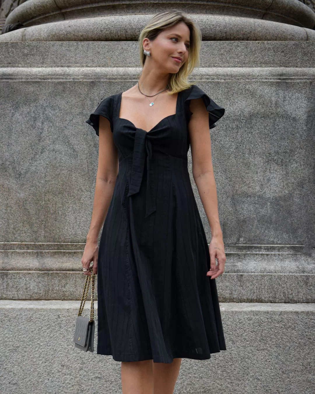 Miss Misses - Dress Miss Misses With Bow With Zipper Black - 54202PRETO Miss Misses - Dress Miss Misses With Bow With Zipper Black - 54202PRETO