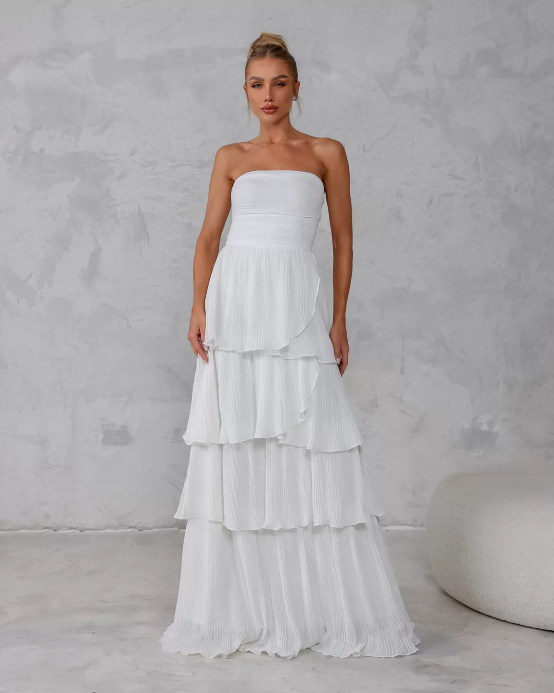 Dot Clothing - Dress Dot Clothing Long Pleated Offwhite - 2259OFF Dot Clothing - Dress Dot Clothing Long Pleated Offwhite - 2259OFF