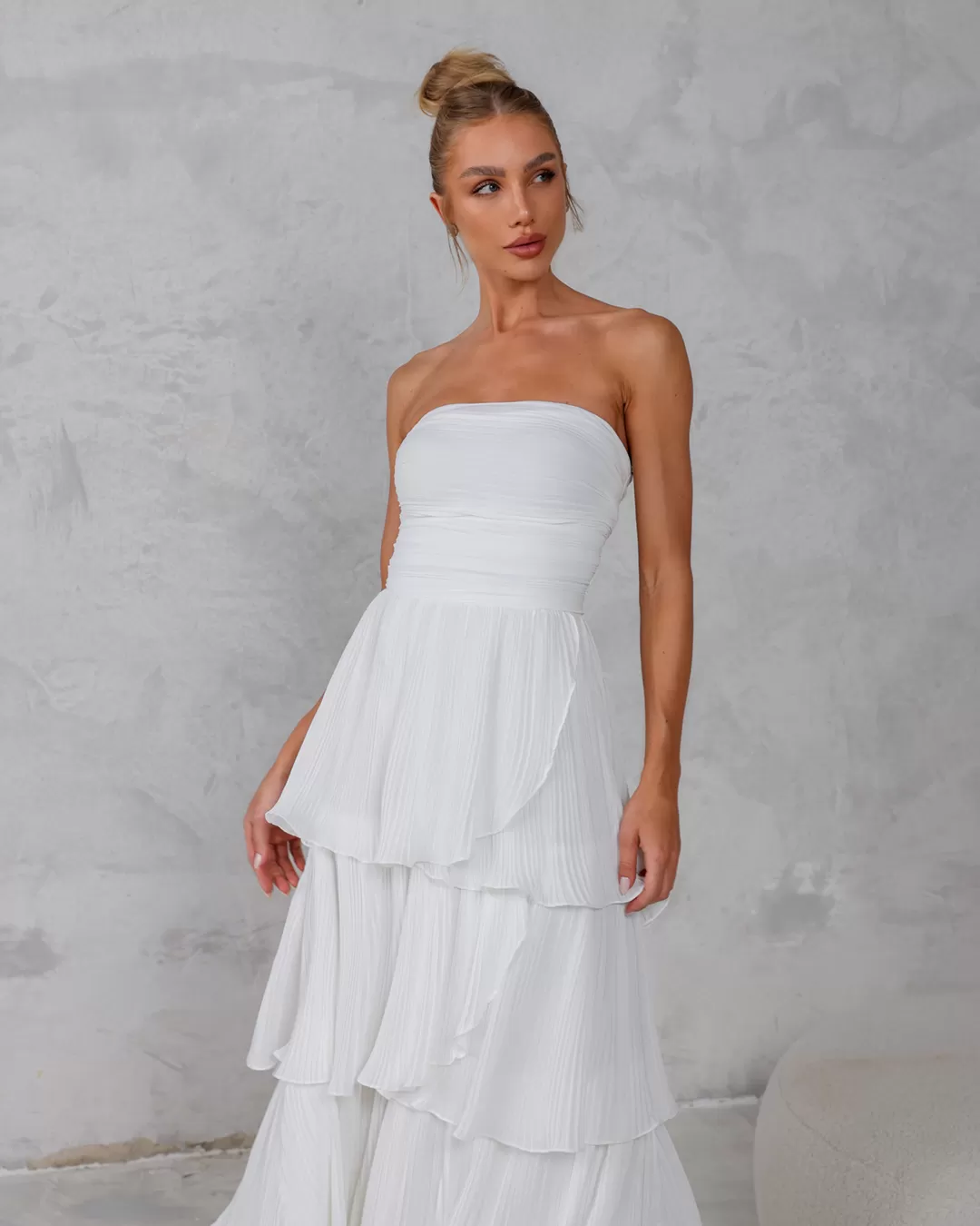 Dot Clothing - Dress Dot Clothing Long Pleated Offwhite - 2259OFF Dot Clothing - Dress Dot Clothing Long Pleated Offwhite - 2259OFF