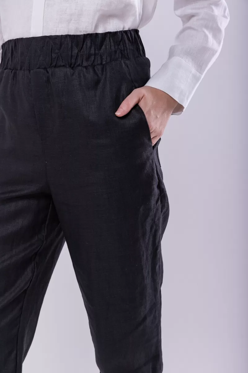 Hidrogênio - POLIANA CARROT PANTS 100% BLACK LINEN - 19886001 Hidrogênio - POLIANA CARROT PANTS 100% BLACK LINEN - 19886001