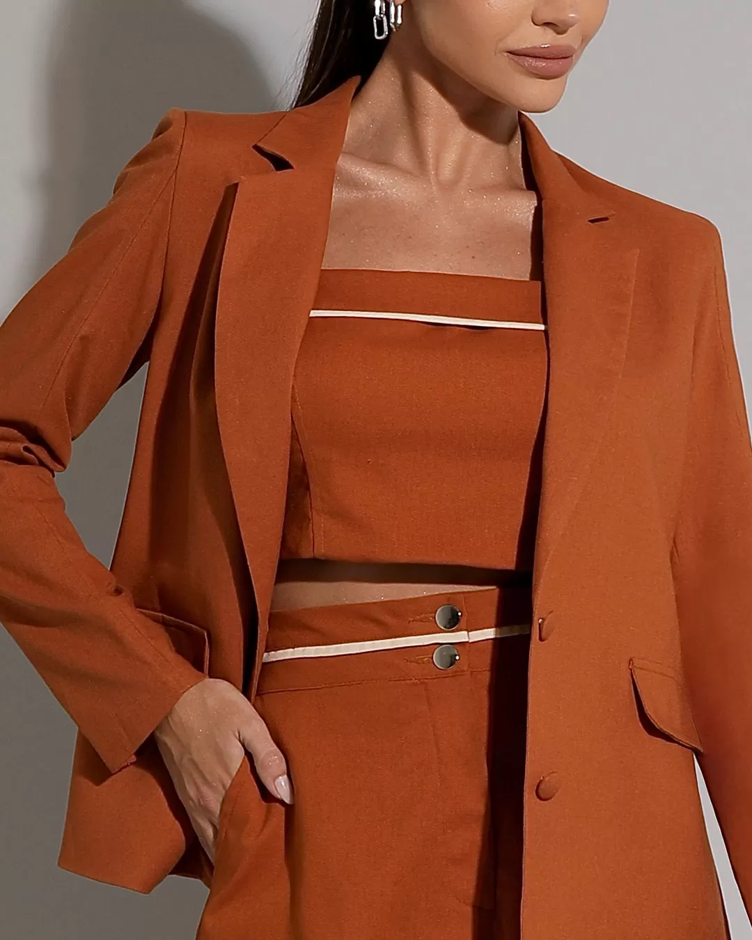 Miss Misses - Cropped Miss Misses With Caramel Frio Detail - 54191134 Miss Misses - Cropped Miss Misses With Caramel Frio Detail - 54191134