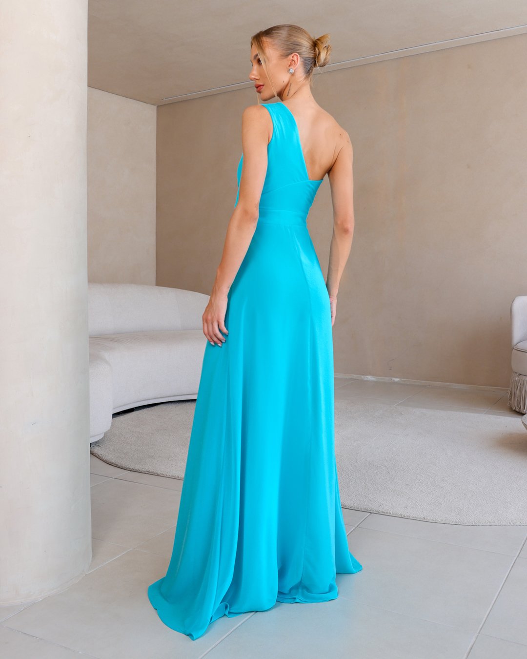 Dot Clothing - Dress Dot Clothing Long One Shoulder Blue - 2274AZUL Dot Clothing - Dress Dot Clothing Long One Shoulder Blue - 2274AZUL