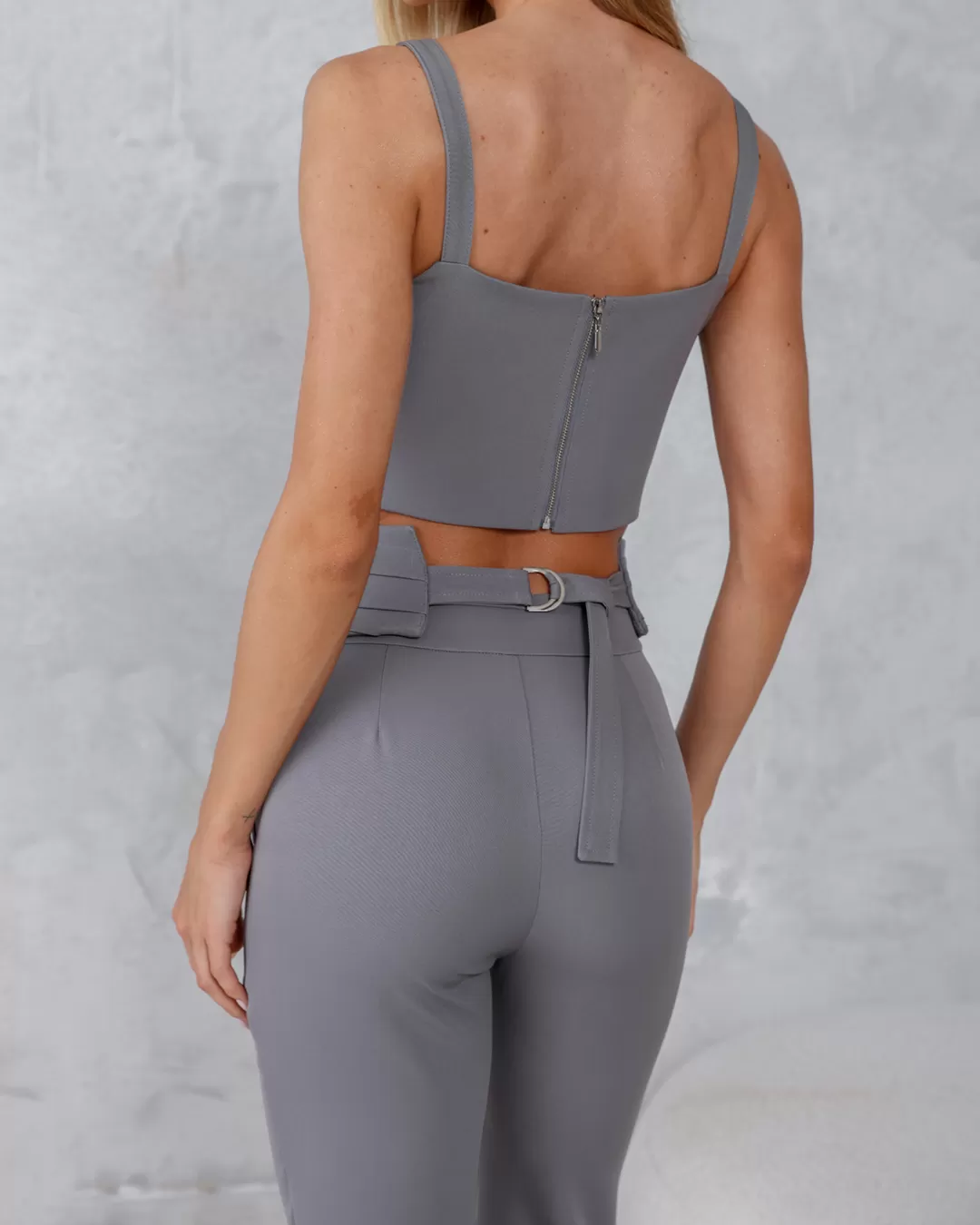 Dot Clothing - Gray Dot Clothing Pants and Cropped Set - 2240CINZA Dot Clothing - Gray Dot Clothing Pants and Cropped Set - 2240CINZA