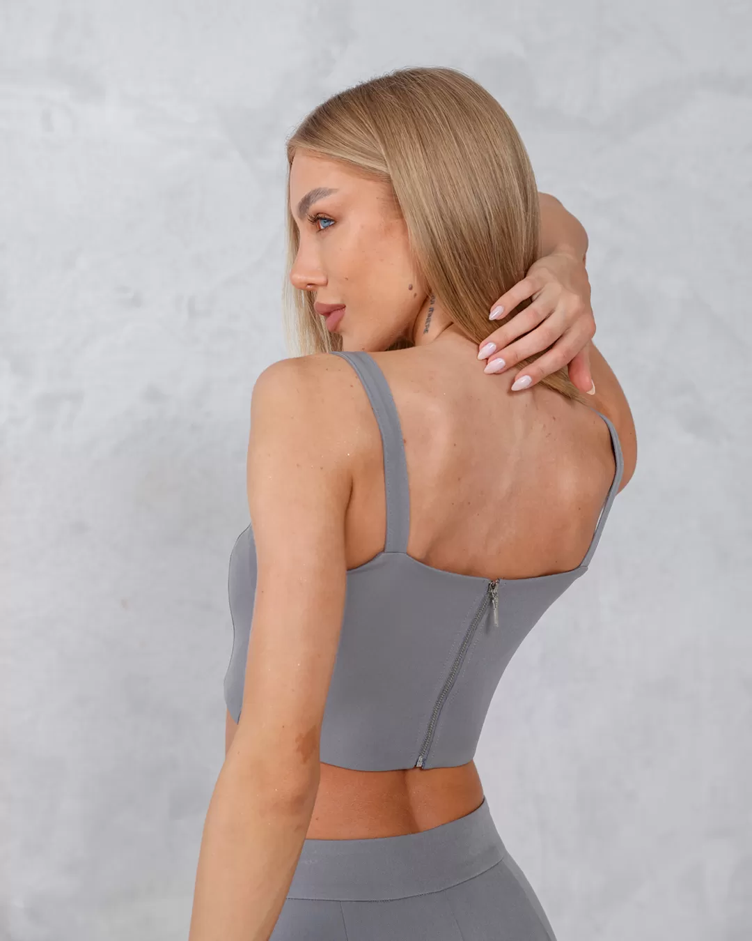 Dot Clothing - Gray Dot Clothing Pants and Cropped Set - 2240CINZA Dot Clothing - Gray Dot Clothing Pants and Cropped Set - 2240CINZA