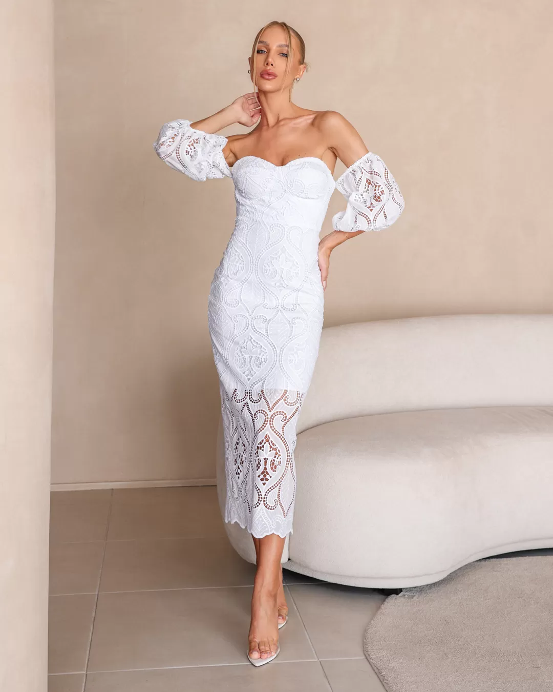 Dot Clothing - Dress Dot Clothing Midi lace Offwhite - 2280OFF Dot Clothing - Dress Dot Clothing Midi lace Offwhite - 2280OFF