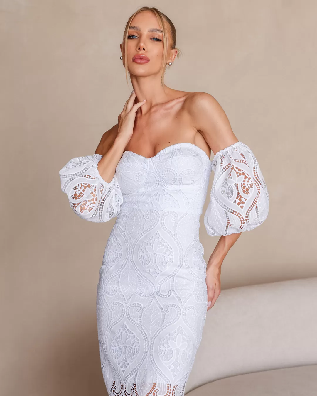 Dot Clothing - Dress Dot Clothing Midi lace Offwhite - 2280OFF Dot Clothing - Dress Dot Clothing Midi lace Offwhite - 2280OFF