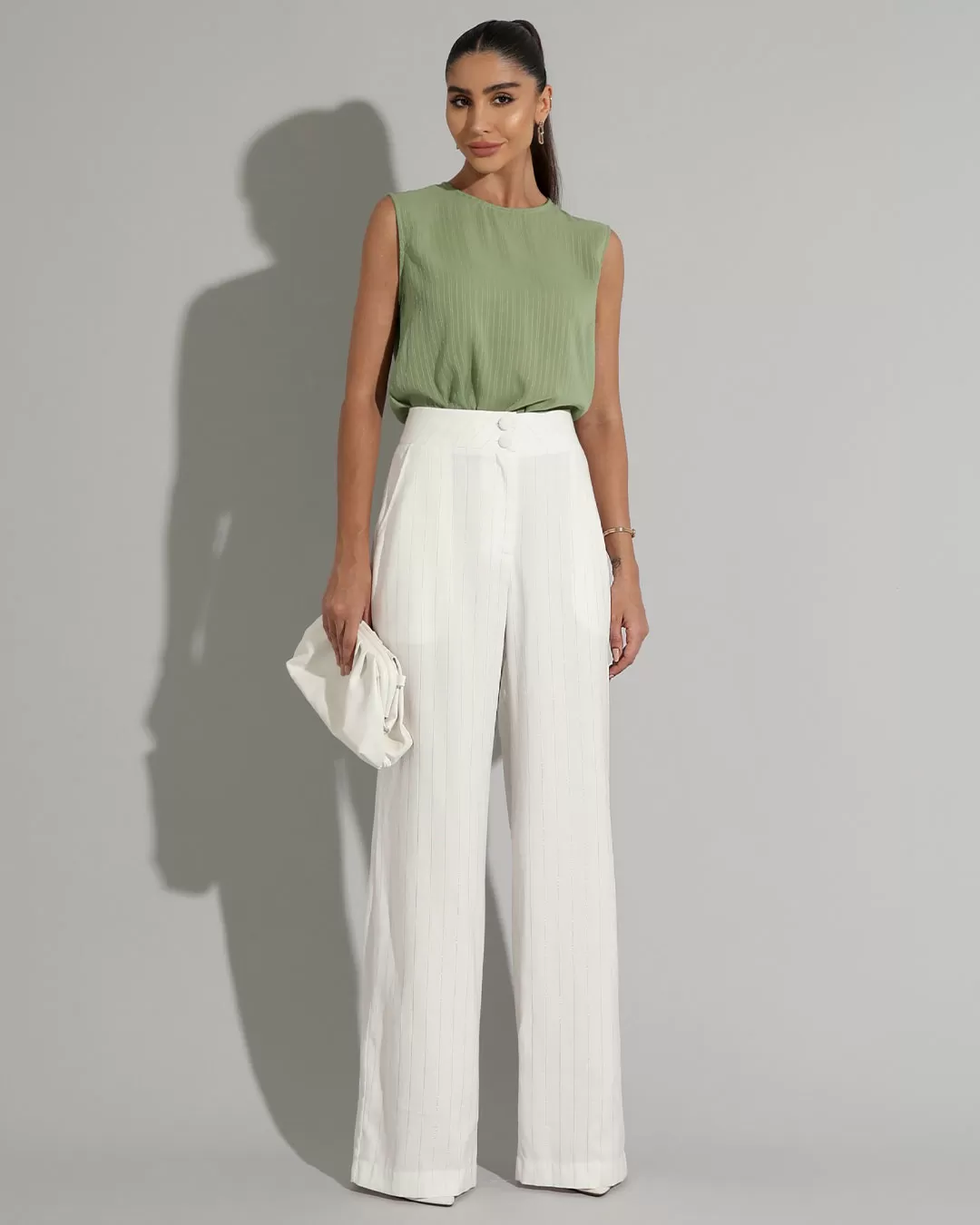 Miss Misses - Shirt Miss Misses Tank Shirt With Green Chiffon Button - 54240023 Miss Misses - Shirt Miss Misses Tank Shirt With Green Chiffon Button - 54240023