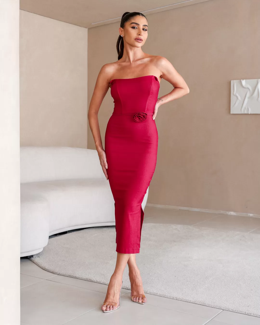 Dot Clothing - Dress Dot Clothing Midi Side Opening Red - 2247VERMELHO Dot Clothing - Dress Dot Clothing Midi Side Opening Red - 2247VERMELHO