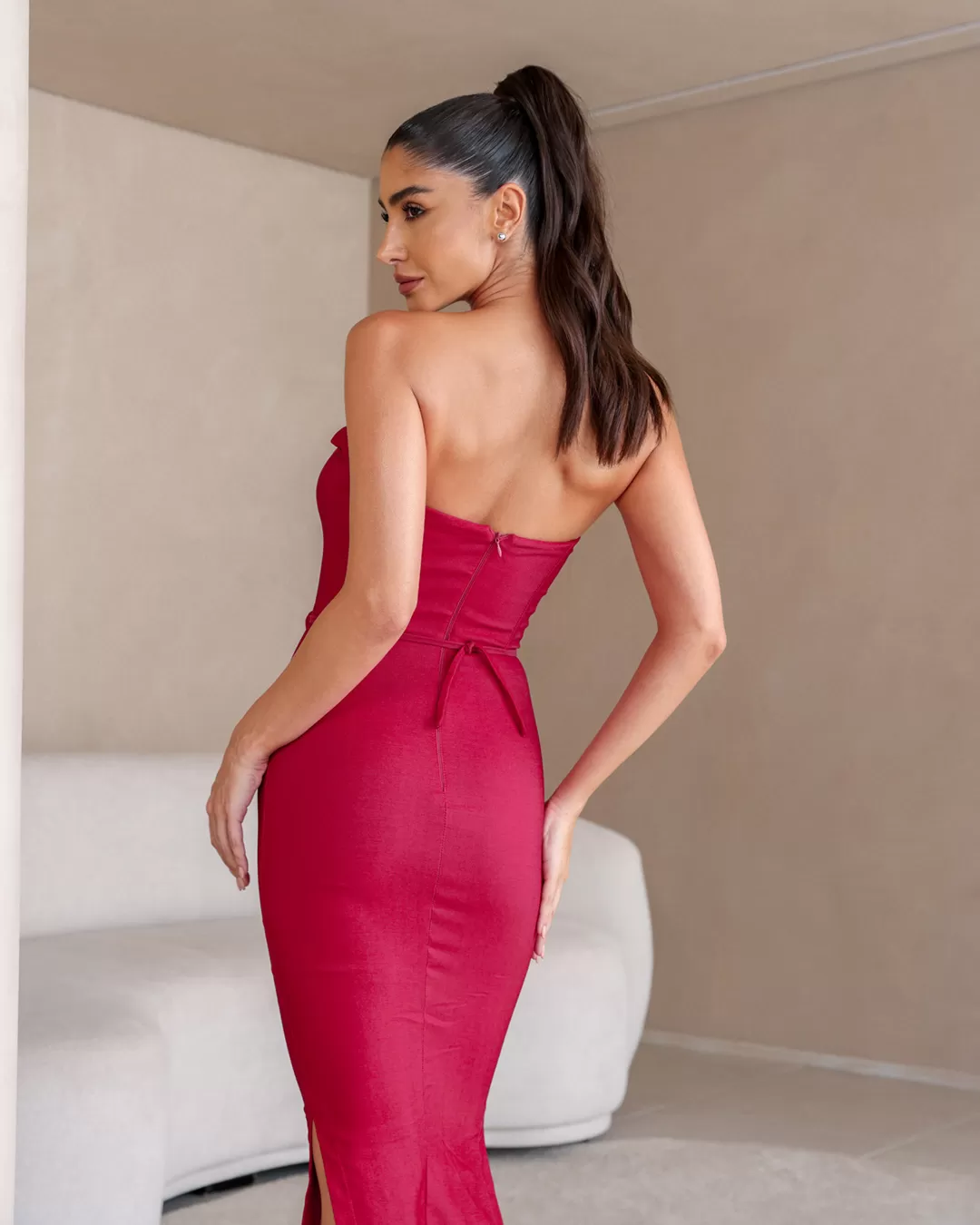 Dot Clothing - Dress Dot Clothing Midi Side Opening Red - 2247VERMELHO Dot Clothing - Dress Dot Clothing Midi Side Opening Red - 2247VERMELHO