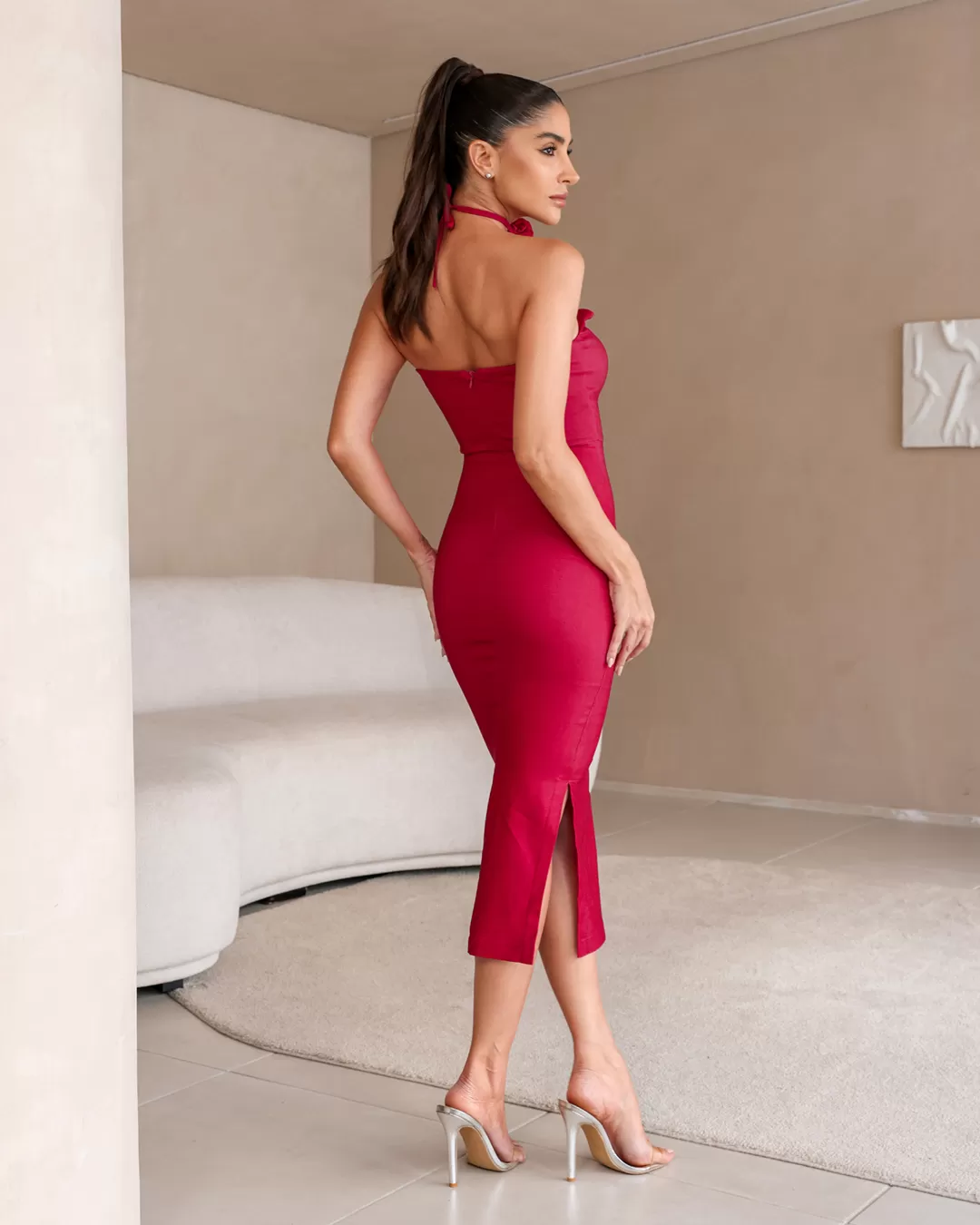 Dot Clothing - Dress Dot Clothing Midi Side Opening Red - 2247VERMELHO Dot Clothing - Dress Dot Clothing Midi Side Opening Red - 2247VERMELHO