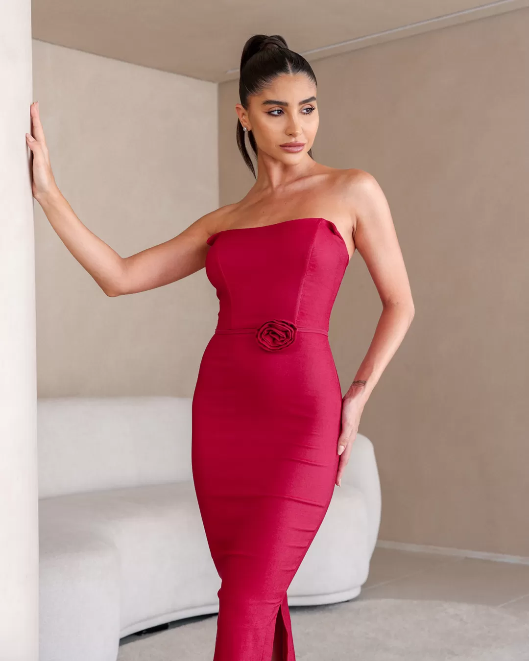 Dot Clothing - Dress Dot Clothing Midi Side Opening Red - 2247VERMELHO Dot Clothing - Dress Dot Clothing Midi Side Opening Red - 2247VERMELHO