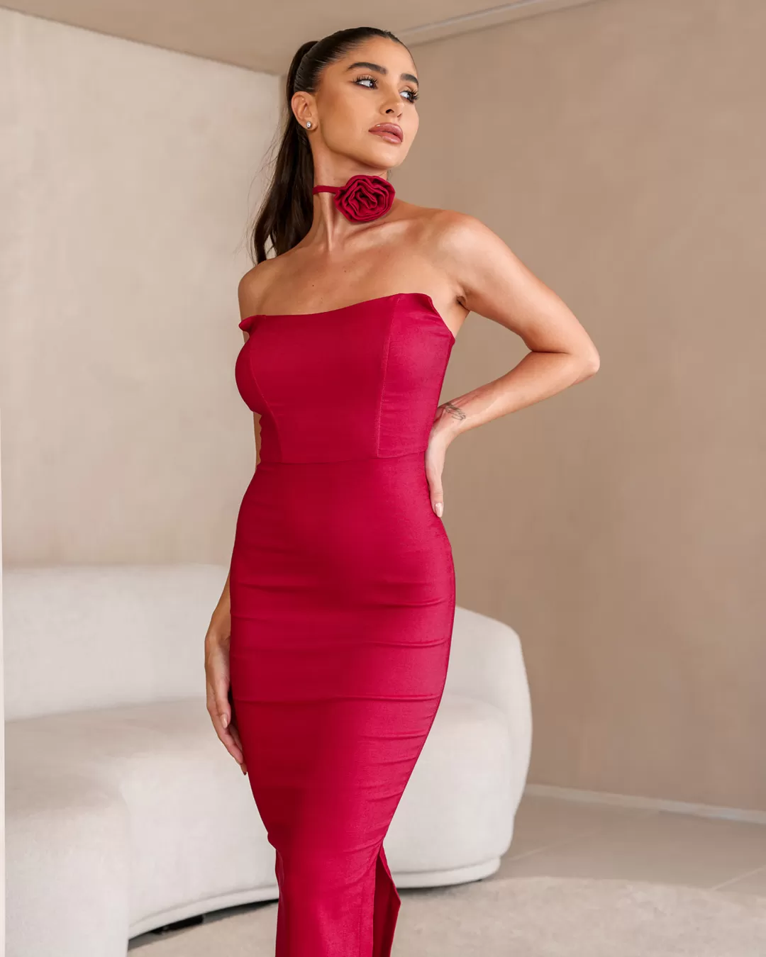 Dot Clothing - Dress Dot Clothing Midi Side Opening Red - 2247VERMELHO Dot Clothing - Dress Dot Clothing Midi Side Opening Red - 2247VERMELHO