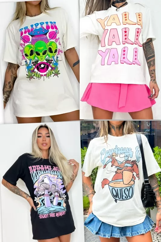 AS8 - Kit 4 T Shirts with Various Prints - PA5858 AS8 - Kit 4 T Shirts with Various Prints - PA5858