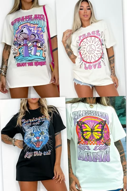 AS8 - Kit 4 T Shirts with Various Prints - PA5858 AS8 - Kit 4 T Shirts with Various Prints - PA5858