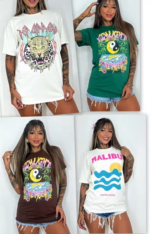 AS8 - Kit 4 T Shirts with Various Prints - PA5858 AS8 - Kit 4 T Shirts with Various Prints - PA5858