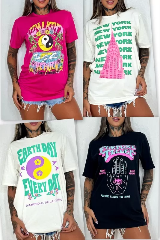 AS8 - Kit 4 T Shirts with Various Prints - PA5858 AS8 - Kit 4 T Shirts with Various Prints - PA5858