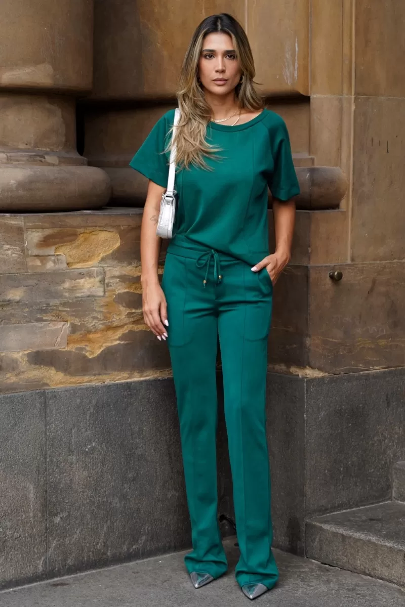 Hidrogênio - STRAIGHT PANTS WITH CHANNEL AND ROLLER FERNANDA DARK GREEN - 19968493 Hidrogênio - STRAIGHT PANTS WITH CHANNEL AND ROLLER FERNANDA DARK GREEN - 19968493