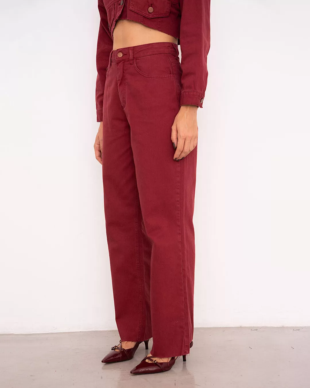 Alcance Jeans - Pants Reach Jeans Wide Leg Bordo - 08152BORDO Alcance Jeans - Pants Reach Jeans Wide Leg Bordo - 08152BORDO