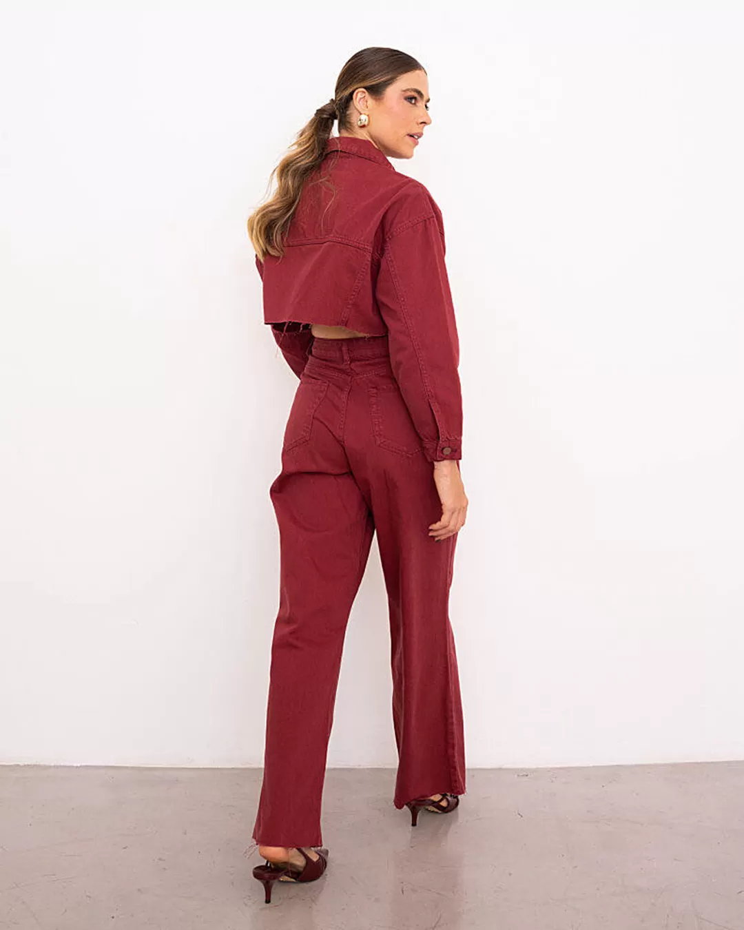Alcance Jeans - Pants Reach Jeans Wide Leg Bordo - 08152BORDO Alcance Jeans - Pants Reach Jeans Wide Leg Bordo - 08152BORDO