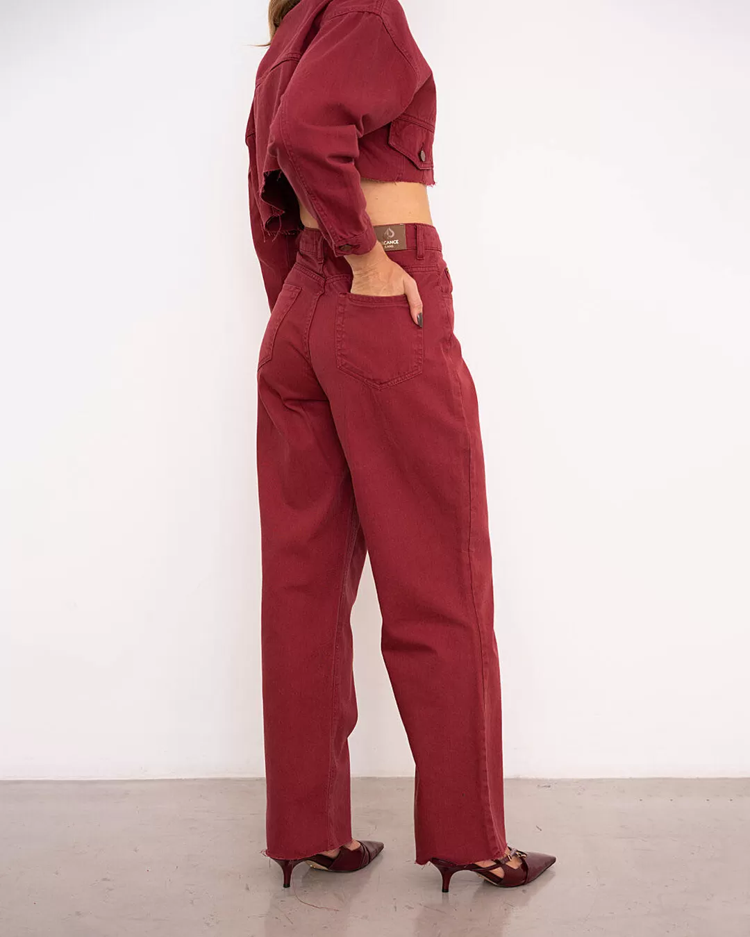 Alcance Jeans - Pants Reach Jeans Wide Leg Bordo - 08152BORDO Alcance Jeans - Pants Reach Jeans Wide Leg Bordo - 08152BORDO
