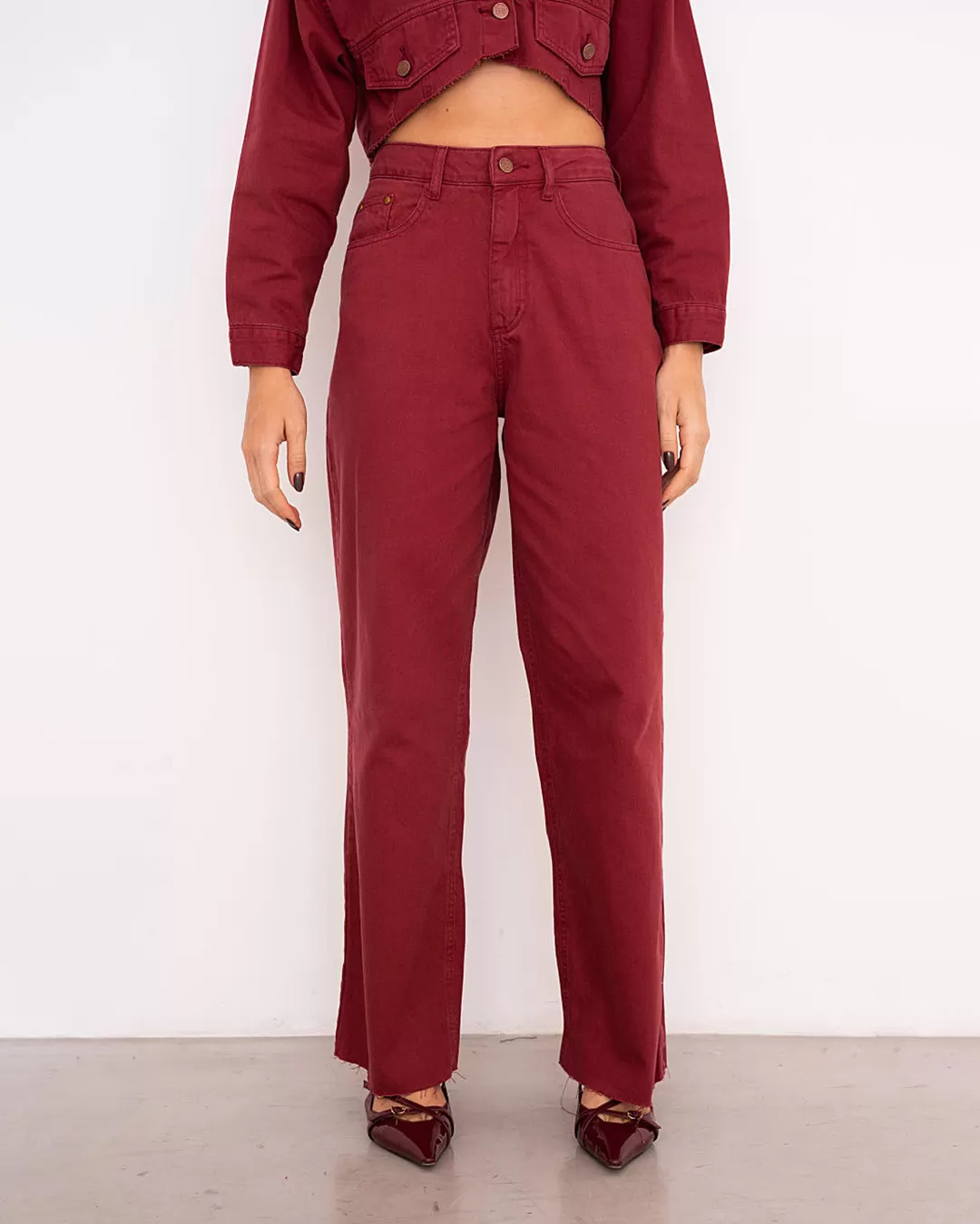 Alcance Jeans - Pants Reach Jeans Wide Leg Bordo - 08152BORDO Alcance Jeans - Pants Reach Jeans Wide Leg Bordo - 08152BORDO