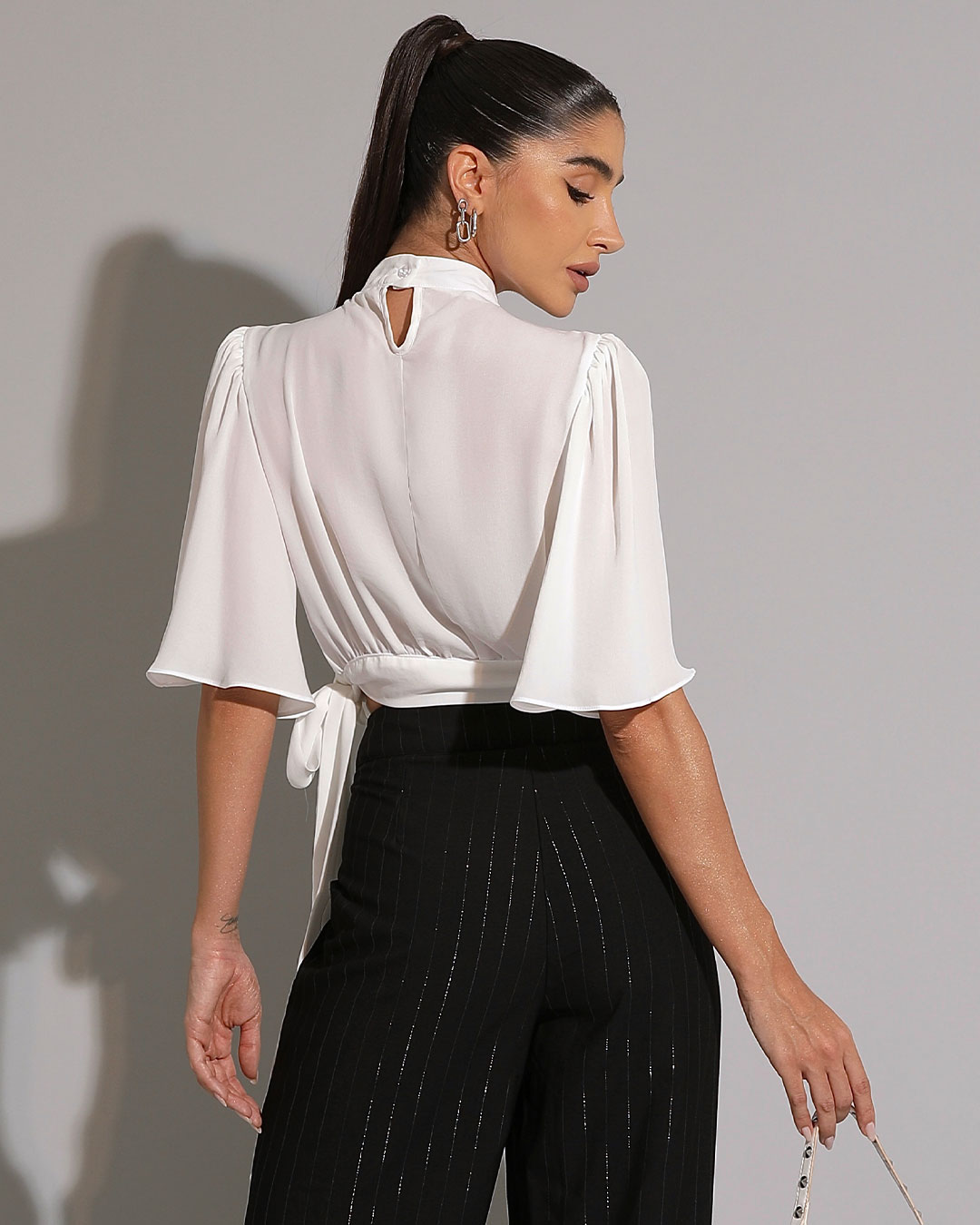 Miss Misses - Miss Misses Shirt Chiffon Sleeve Godê Tie Off White - 54225030 Miss Misses - Miss Misses Shirt Chiffon Sleeve Godê Tie Off White - 54225030