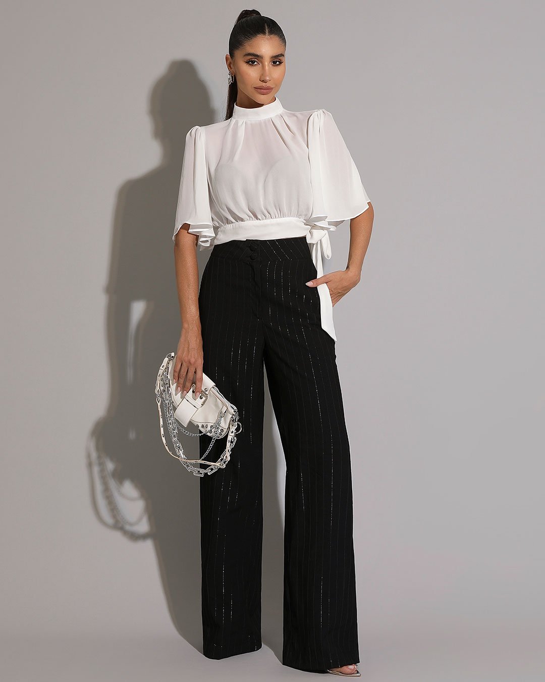 Miss Misses - Miss Misses Shirt Chiffon Sleeve Godê Tie Off White - 54225030 Miss Misses - Miss Misses Shirt Chiffon Sleeve Godê Tie Off White - 54225030