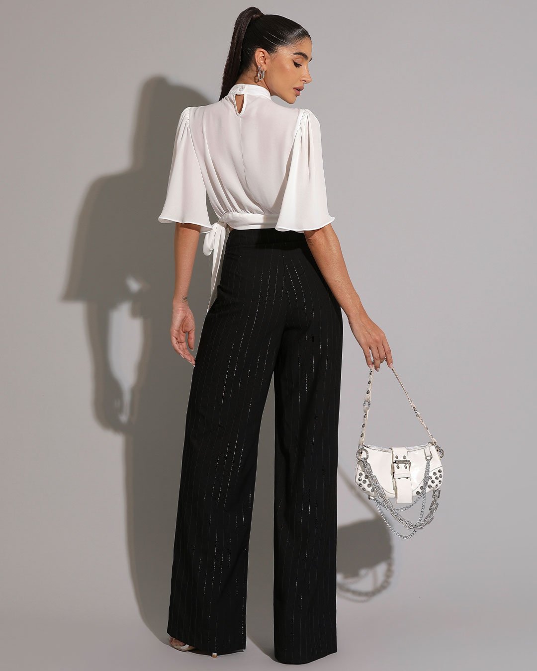 Miss Misses - Miss Misses Shirt Chiffon Sleeve Godê Tie Off White - 54225030 Miss Misses - Miss Misses Shirt Chiffon Sleeve Godê Tie Off White - 54225030