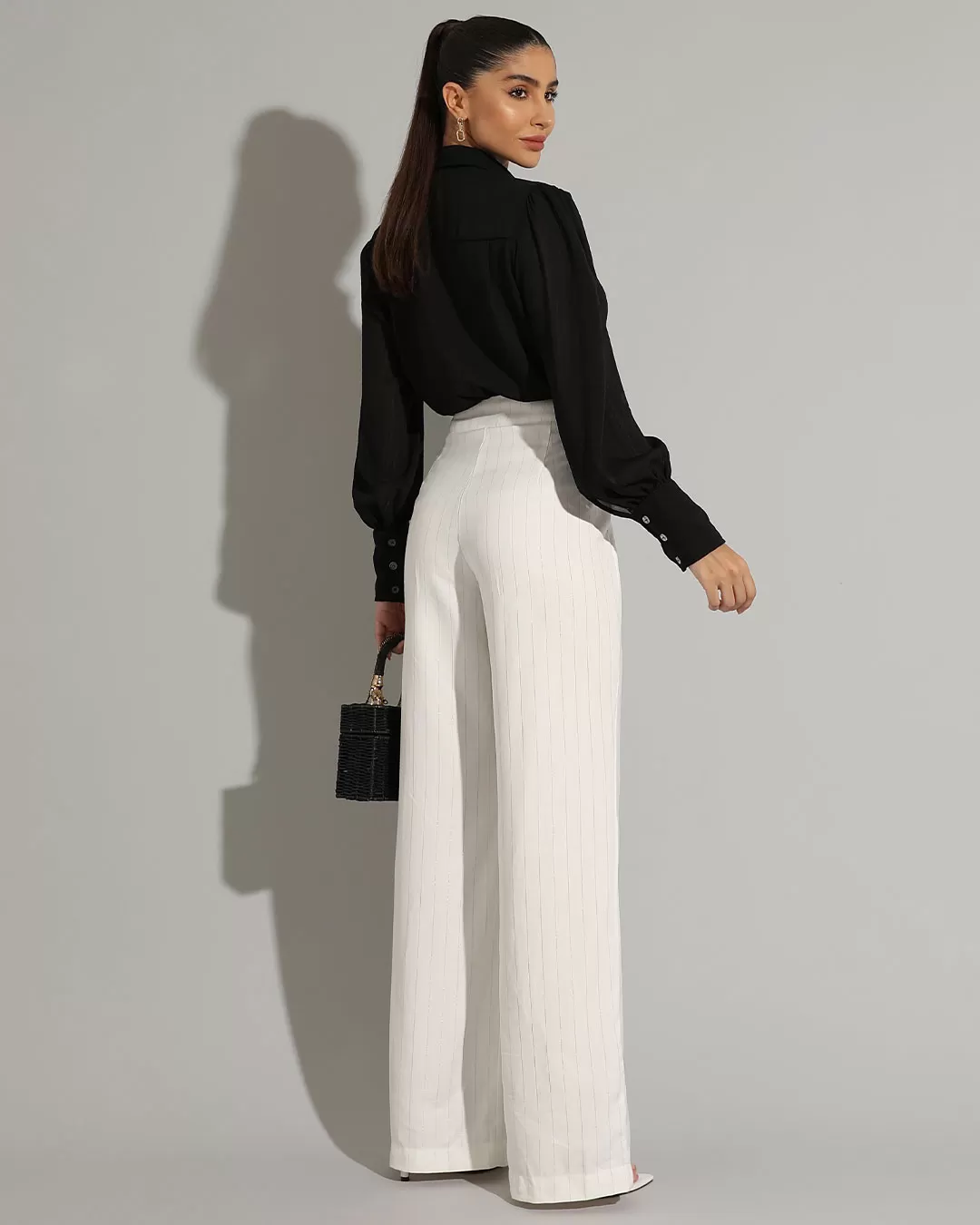 Miss Misses - Miss Misses Long Textured Chiffon Shirt Black - 54241001 Miss Misses - Miss Misses Long Textured Chiffon Shirt Black - 54241001