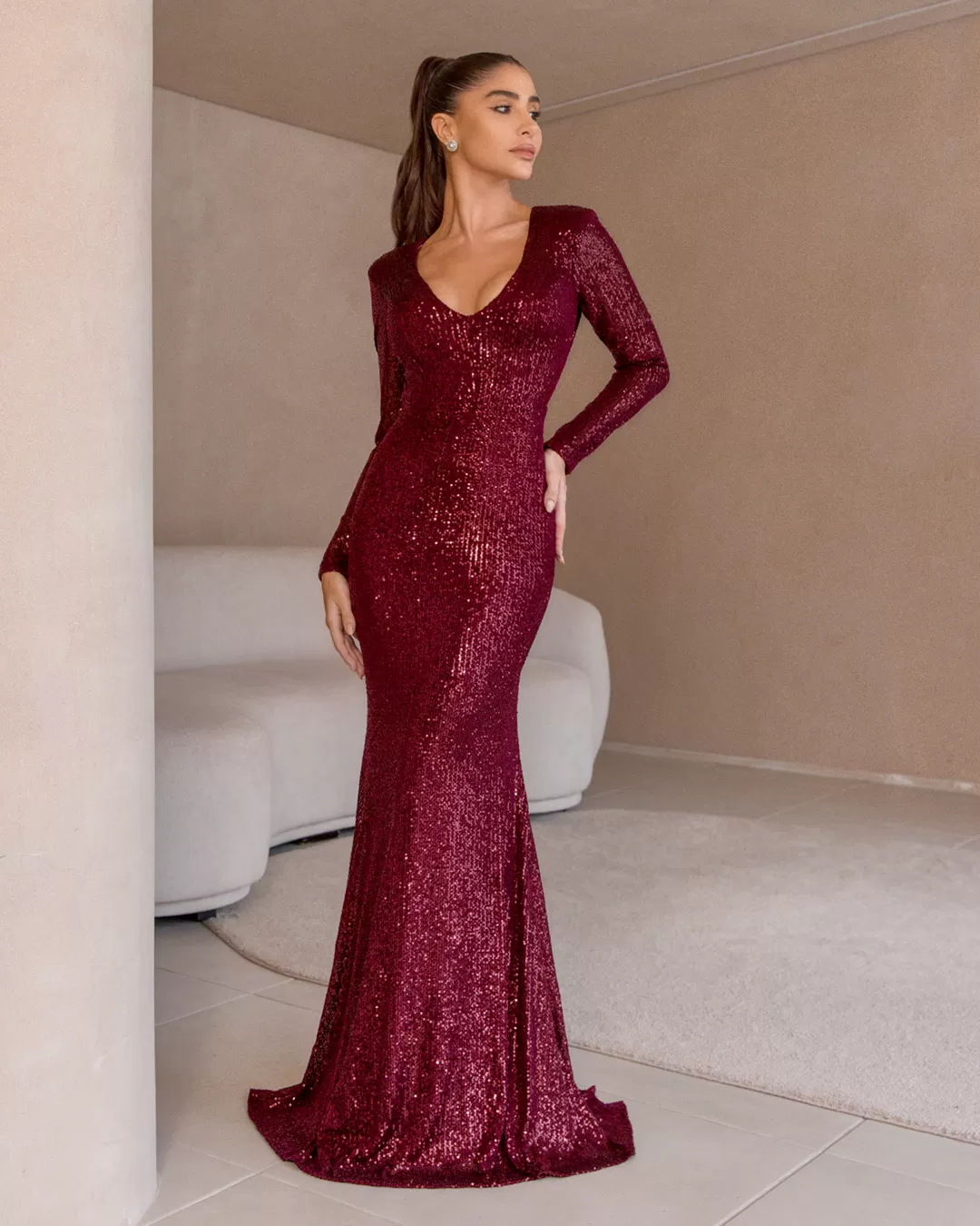 Dot Clothing - Dress Dot Clothing Long Sequin Wine - 0963NVINHO Dot Clothing - Dress Dot Clothing Long Sequin Wine - 0963NVINHO