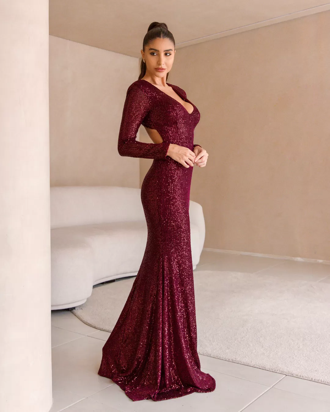 Dot Clothing - Dress Dot Clothing Long Sequin Wine - 0963NVINHO Dot Clothing - Dress Dot Clothing Long Sequin Wine - 0963NVINHO
