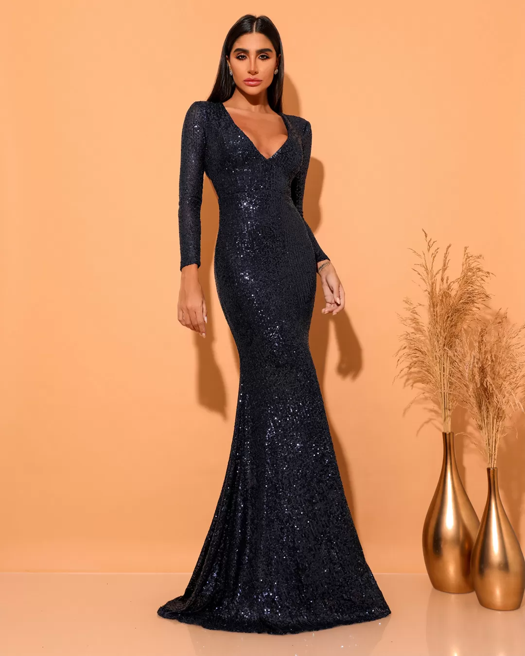 Dot Clothing - Dress Dot Clothing Long Blue Sequin - 0963NAZUL