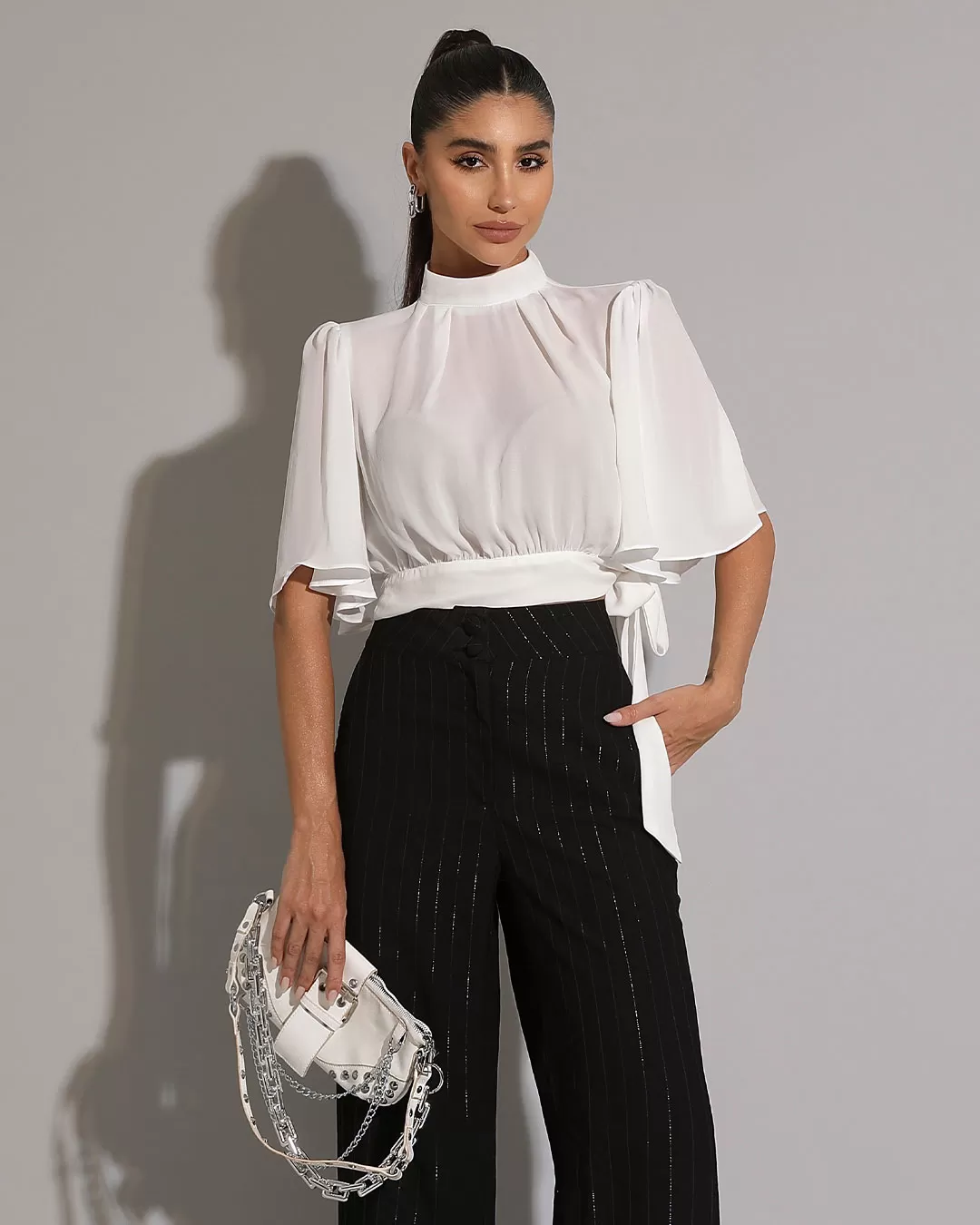 Miss Misses - Miss Misses Shirt Chiffon Sleeve Godê Tie Off White - 54225OFF Miss Misses - Miss Misses Shirt Chiffon Sleeve Godê Tie Off White - 54225OFF
