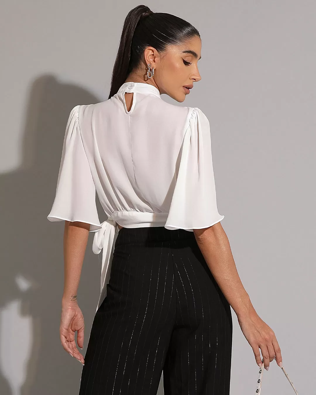 Miss Misses - Miss Misses Shirt Chiffon Sleeve Godê Tie Off White - 54225OFF Miss Misses - Miss Misses Shirt Chiffon Sleeve Godê Tie Off White - 54225OFF