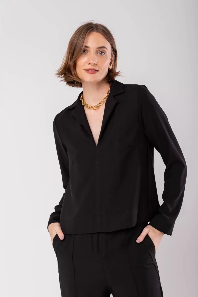 Hidrogênio - LONG SLEEVE BLOUSE WITH BLACK NECK - 19955001 Hidrogênio - LONG SLEEVE BLOUSE WITH BLACK NECK - 19955001