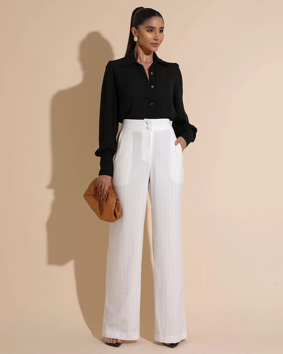 Miss Misses - Miss Misses Long Chiffon Shirt Buttons Black - 54221001 Miss Misses - Miss Misses Long Chiffon Shirt Buttons Black - 54221001