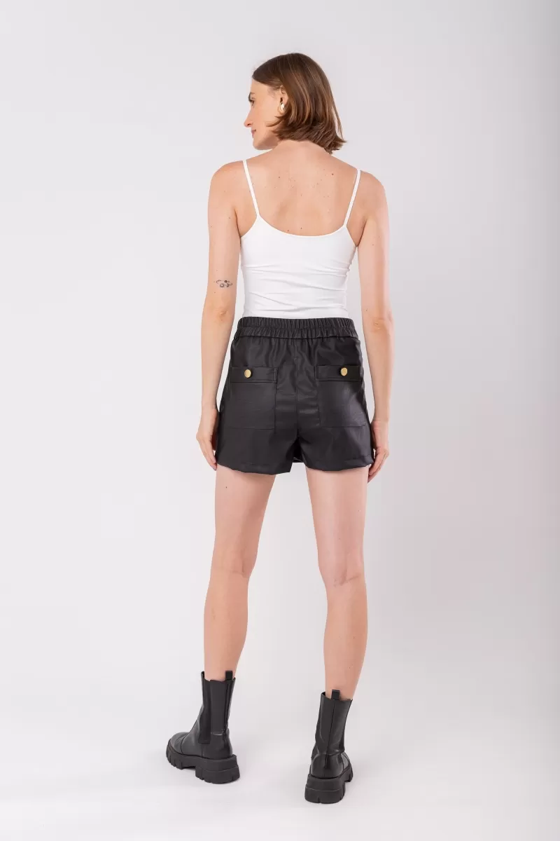 Hidrogênio - POLYURETHANE SKIRT SHORTS WITH POCKETS AND BLACK STITCHING - 19962001 Hidrogênio - POLYURETHANE SKIRT SHORTS WITH POCKETS AND BLACK STITCHING - 19962001